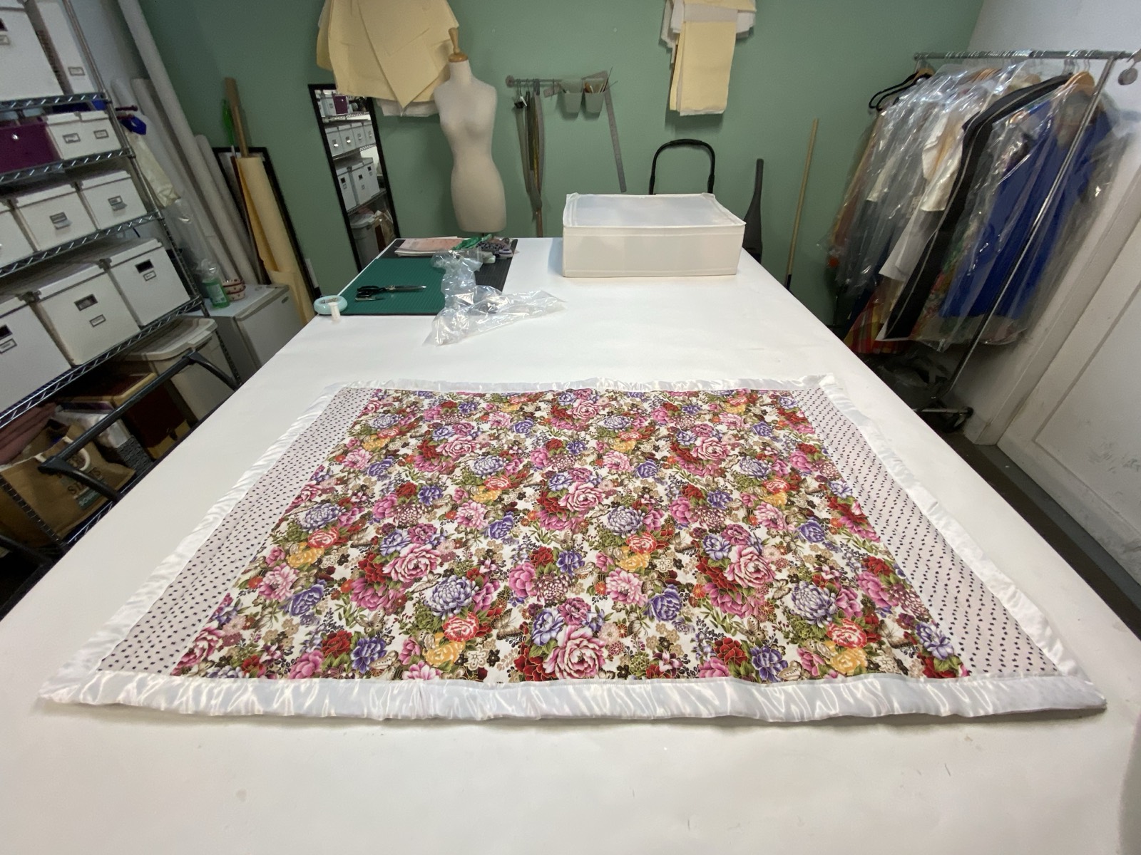 Quilt over old wool blanket