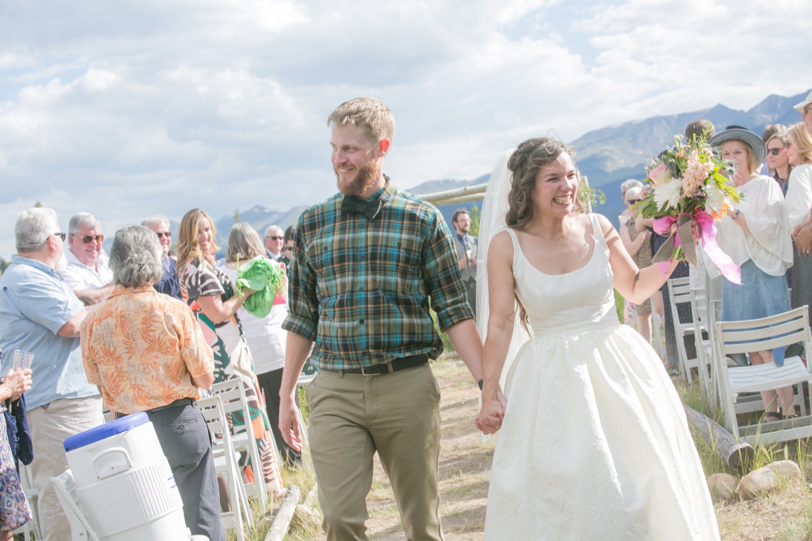 Sister wedding dress aisle pic