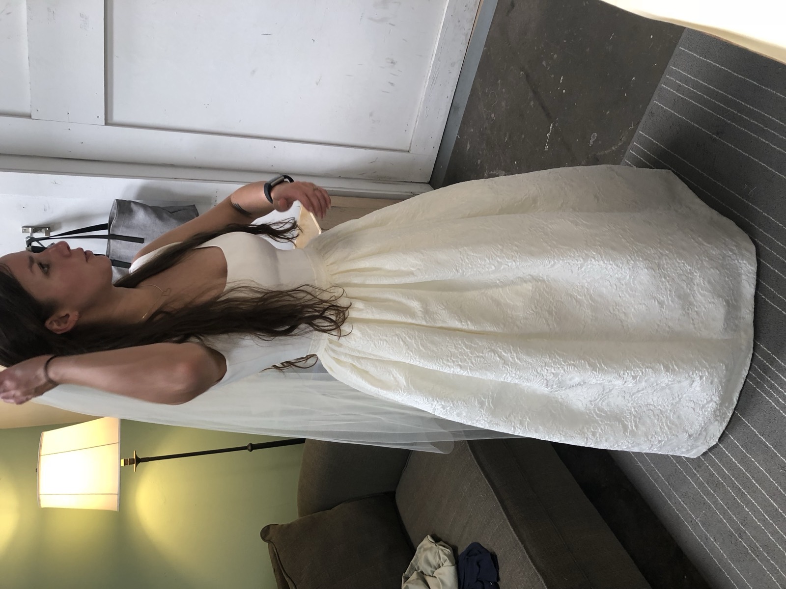 Sister wedding dress fitting